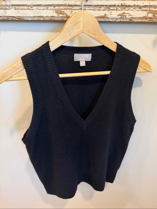 J. Crew Sweaters - J.Crew Black V-Neck Cashmere Sleeveless Knit Vest Size Small